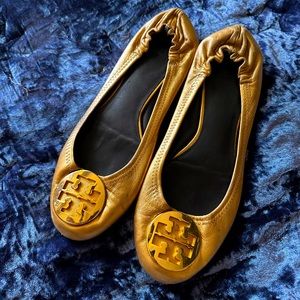 Tory Burch “Reba” Gold Flats Size 10.5 GUC